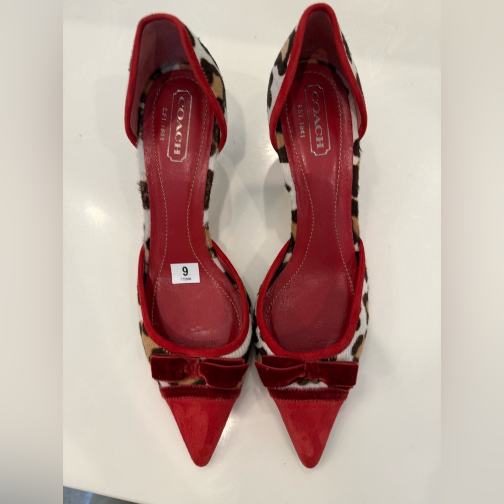 Coach Red and Animal Print Heels